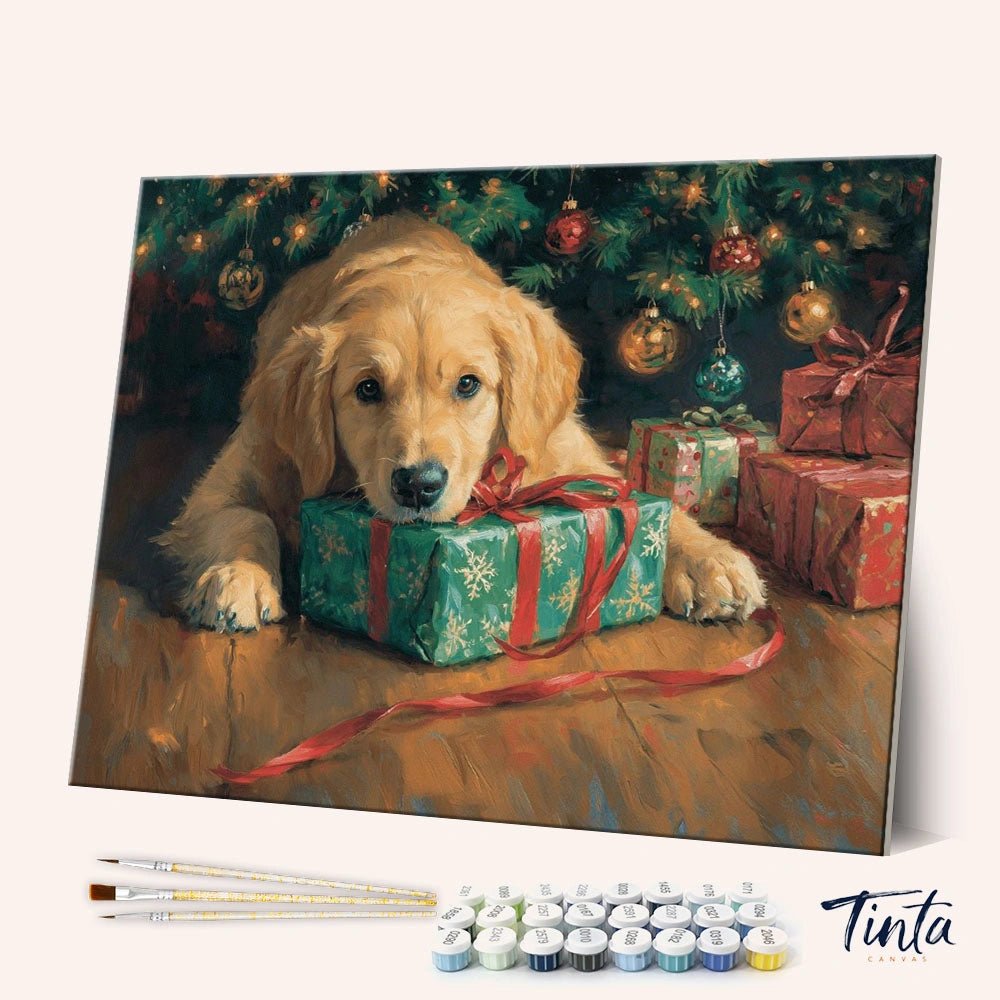 Christmas Morning Puppy paint by numbers kit