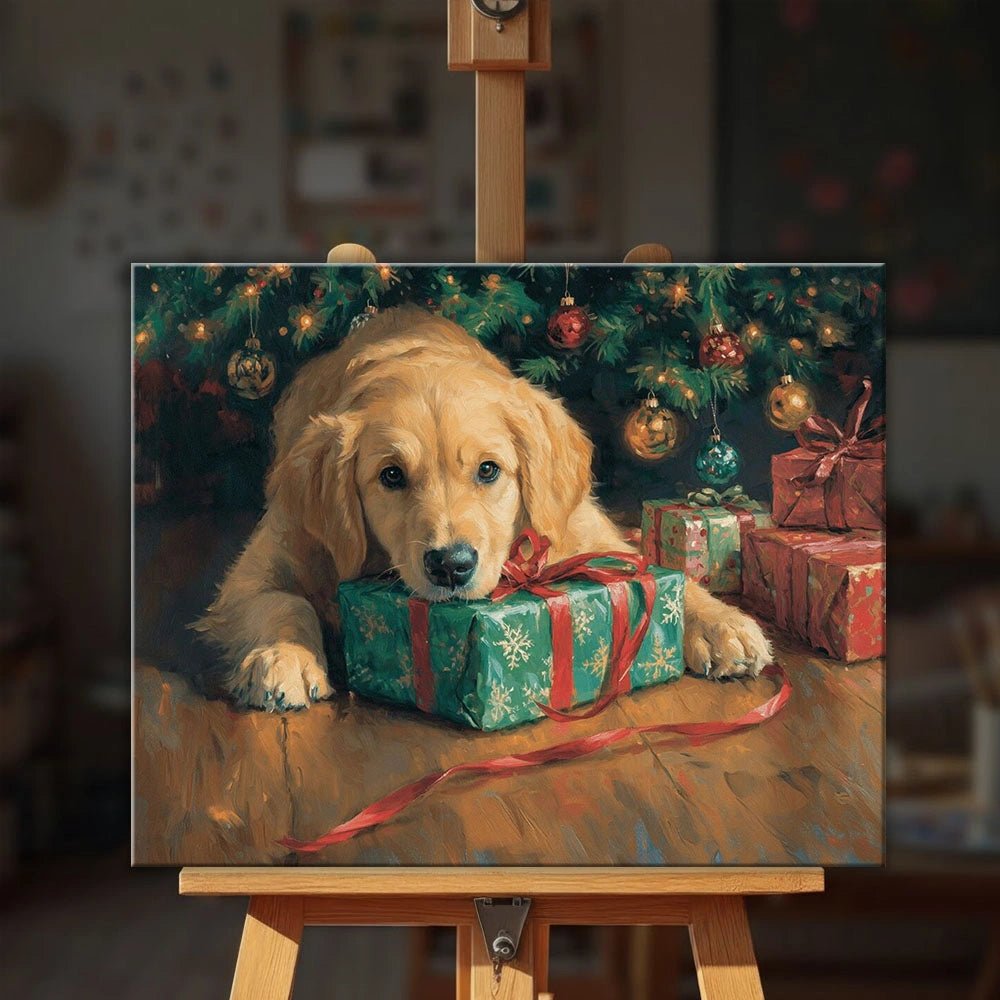 Christmas Morning Puppy paint by numbers kit