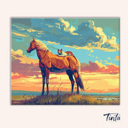 Horse and Cat at Sunset paint by numbers kit