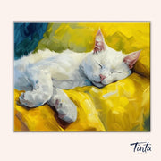 Sleeping White Cat paint by numbers kit