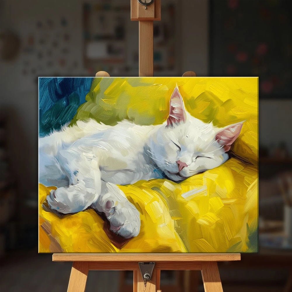 Sleeping White Cat paint by numbers kit