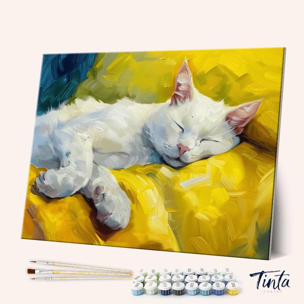 Sleeping White Cat paint by numbers kit