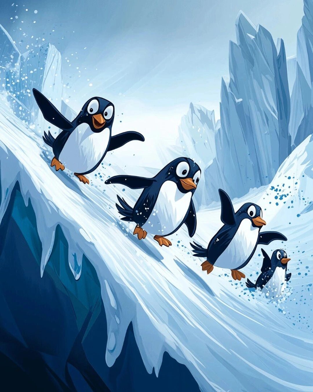 Penguin Ice Slide paint by numbers kit