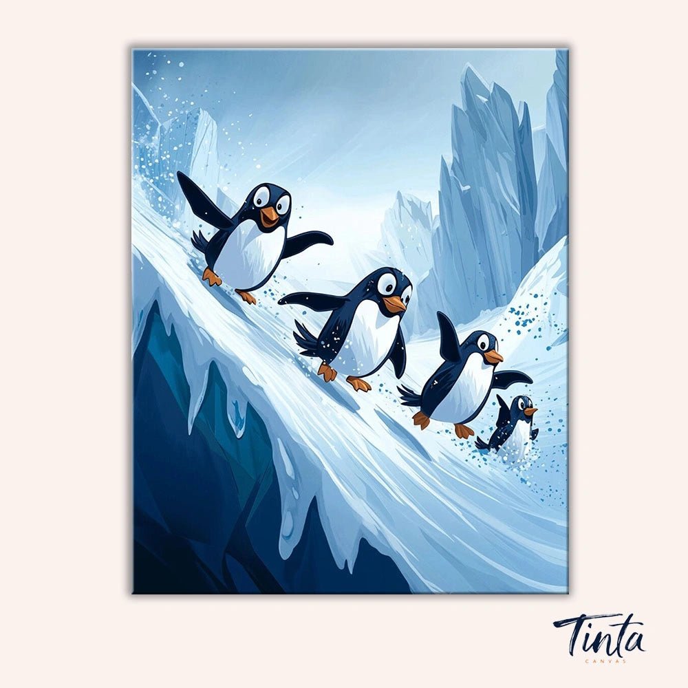 Penguin Ice Slide paint by numbers kit