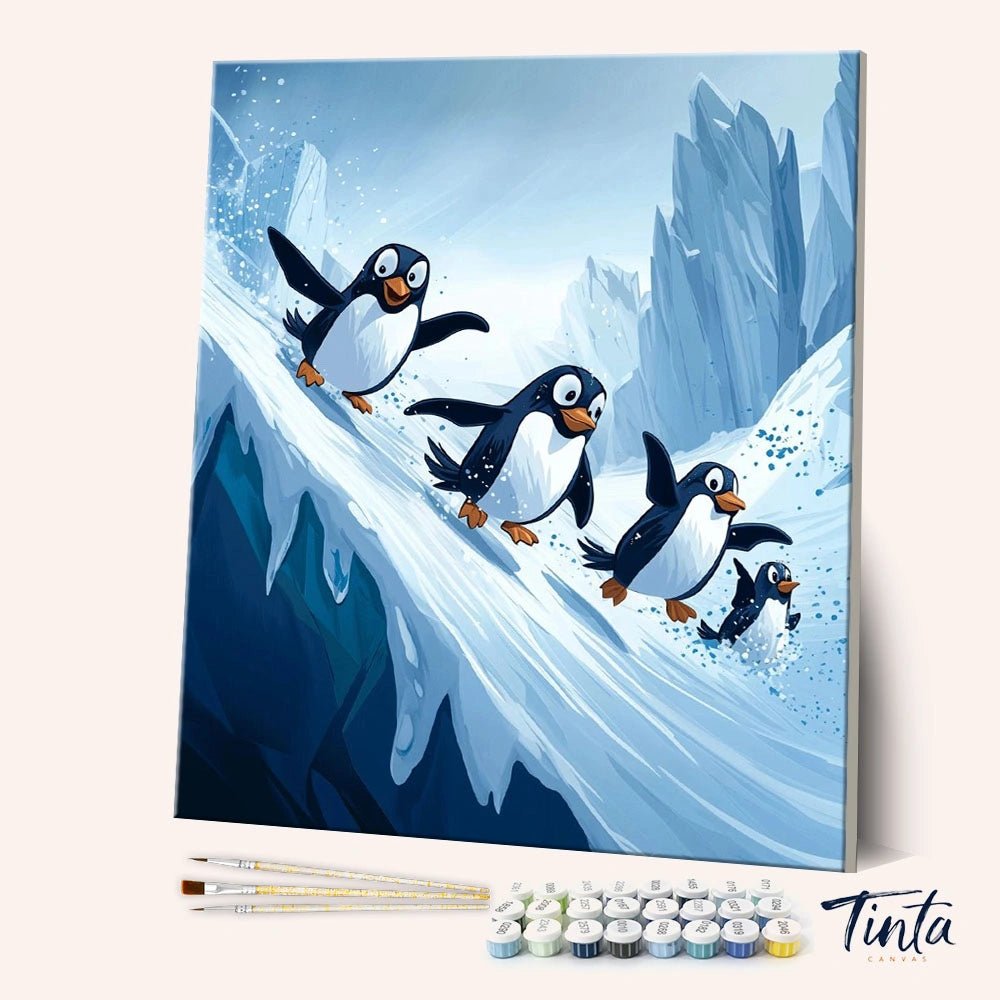 Penguin Ice Slide paint by numbers kit