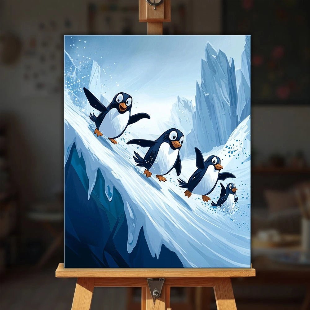 Penguin Ice Slide paint by numbers kit