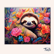 Smiling Sloth in Bloom paint by numbers kit