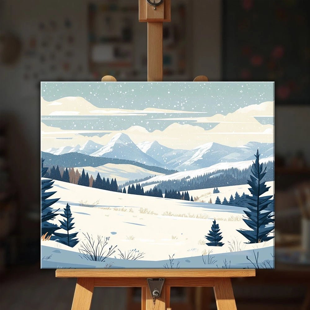Snowy Mountain Valley paint by numbers kit