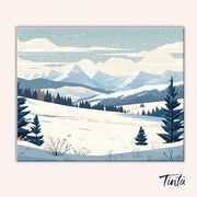 Snowy Mountain Valley paint by numbers kit