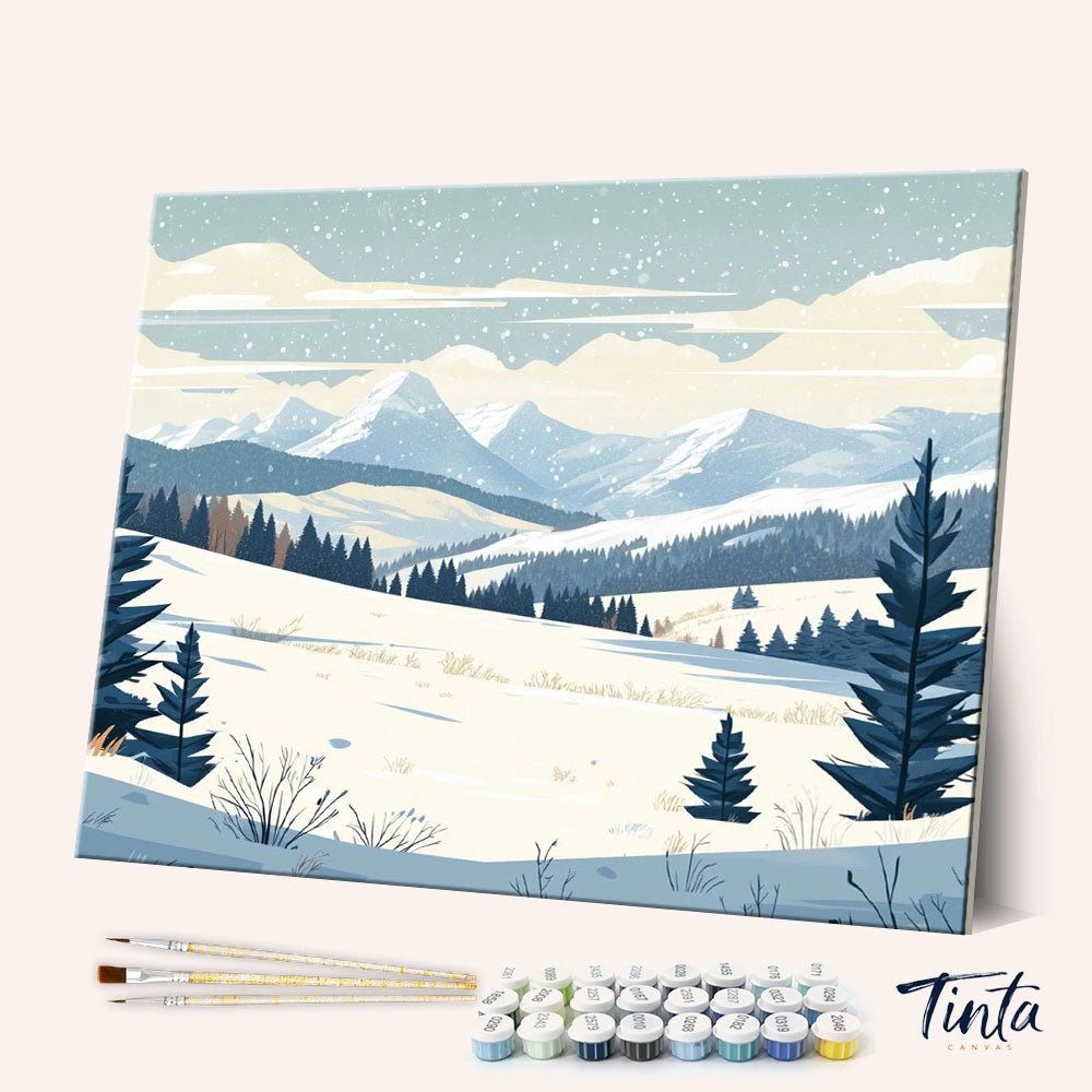 Snowy Mountain Valley paint by numbers kit