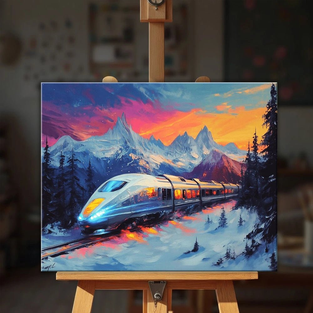 Winter Mountain Express paint by numbers kit