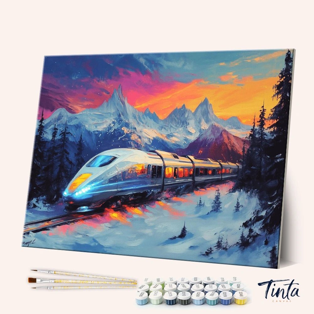 Winter Mountain Express paint by numbers kit