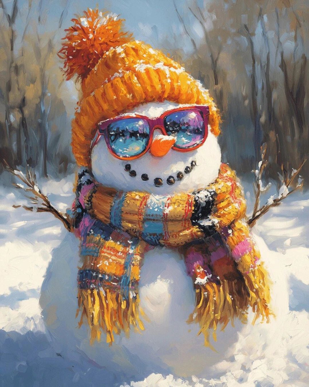 Cozy Winter Snowman paint by numbers kit