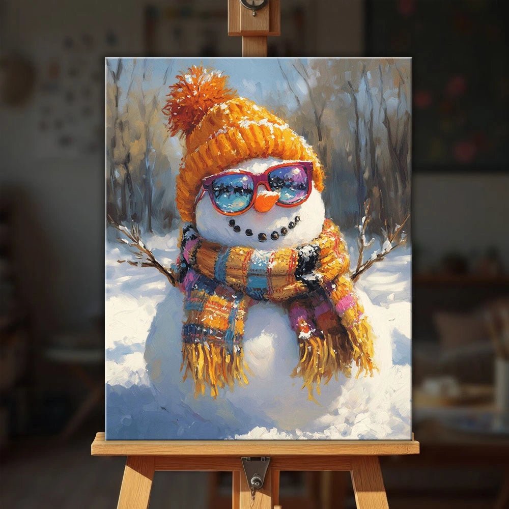 Cozy Winter Snowman paint by numbers kit