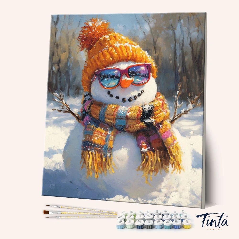 Cozy Winter Snowman paint by numbers kit
