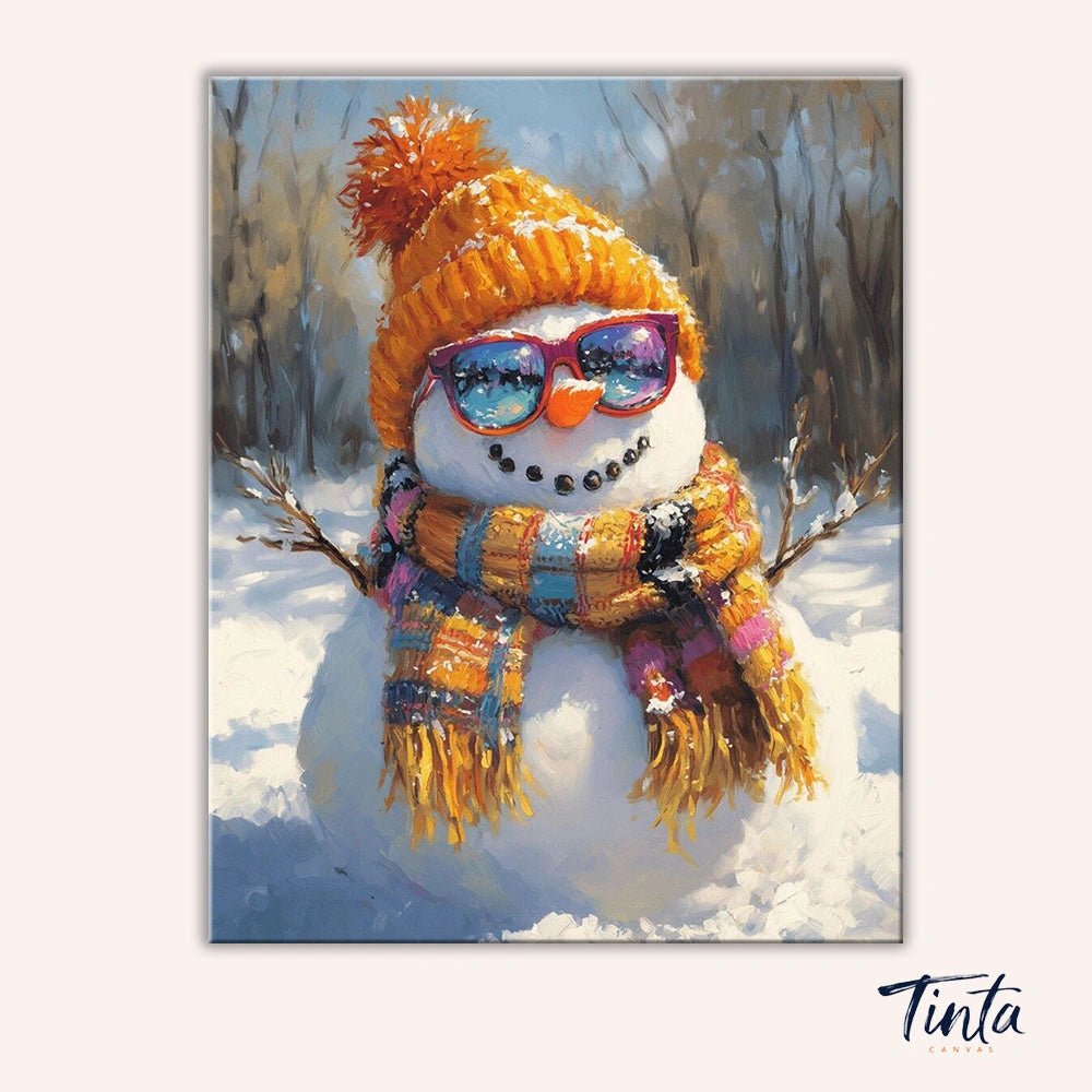 Cozy Winter Snowman paint by numbers kit