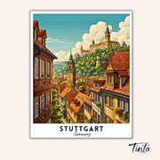 Stuttgart - Travel Poster paint by numbers kit