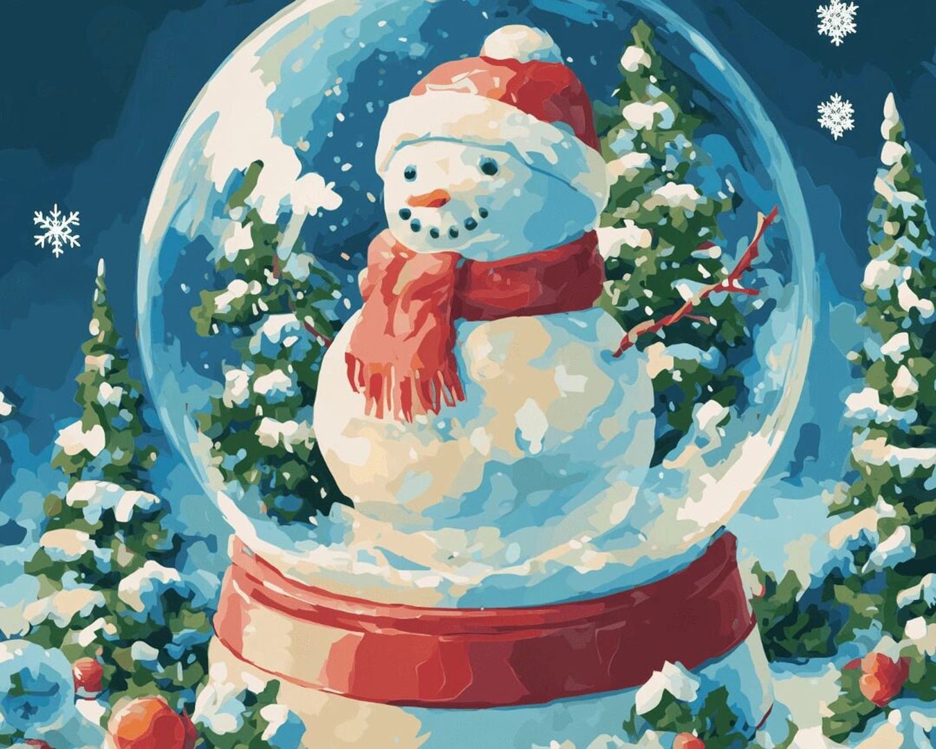 Snowman Snow Globe paint by numbers kit