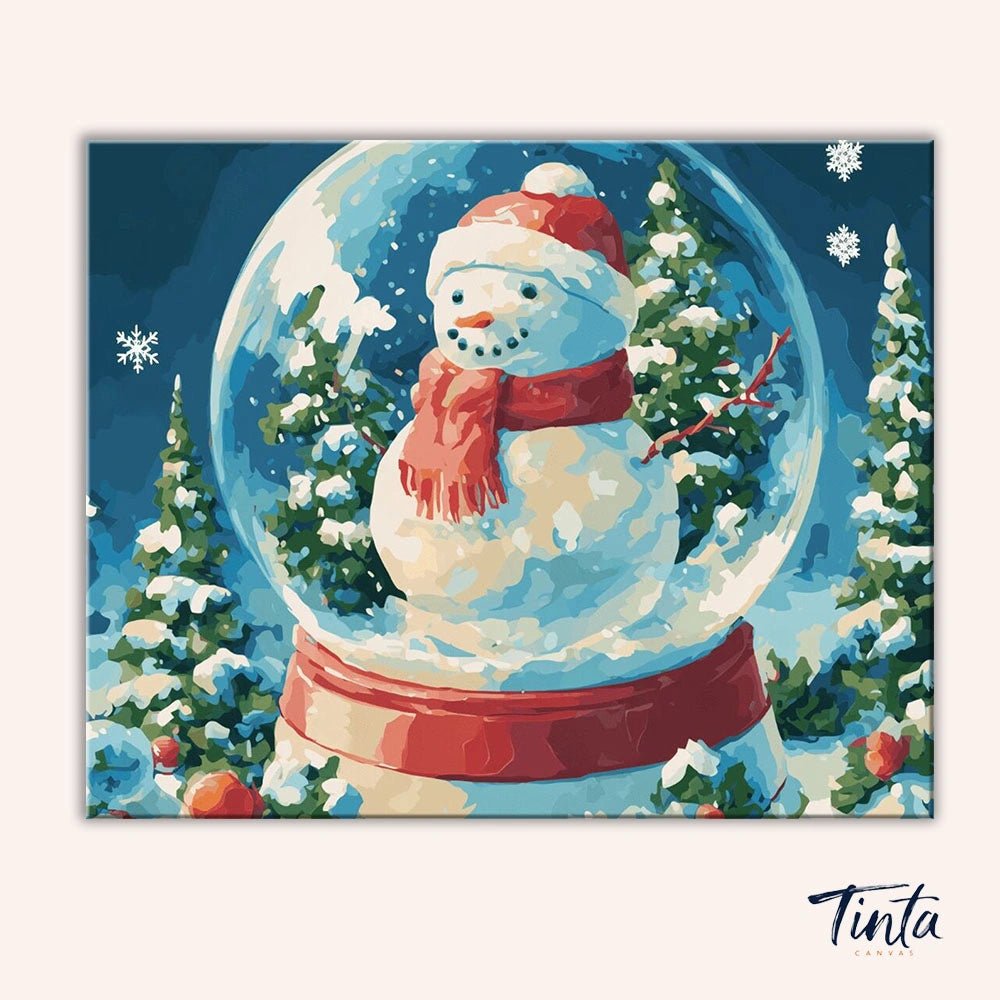 Snowman Snow Globe paint by numbers kit