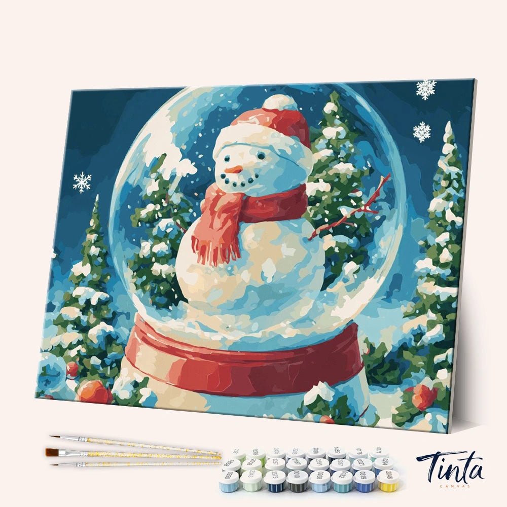 Snowman Snow Globe paint by numbers kit