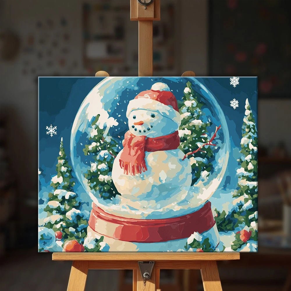 Snowman Snow Globe paint by numbers kit