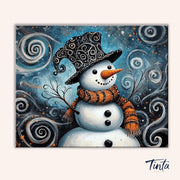 Whimsical Winter Snowman paint by numbers kit