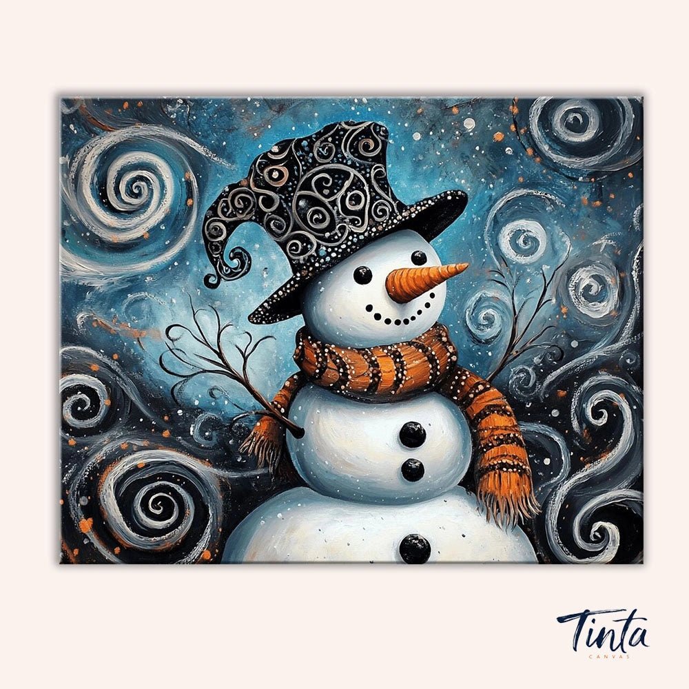 Whimsical Winter Snowman paint by numbers kit