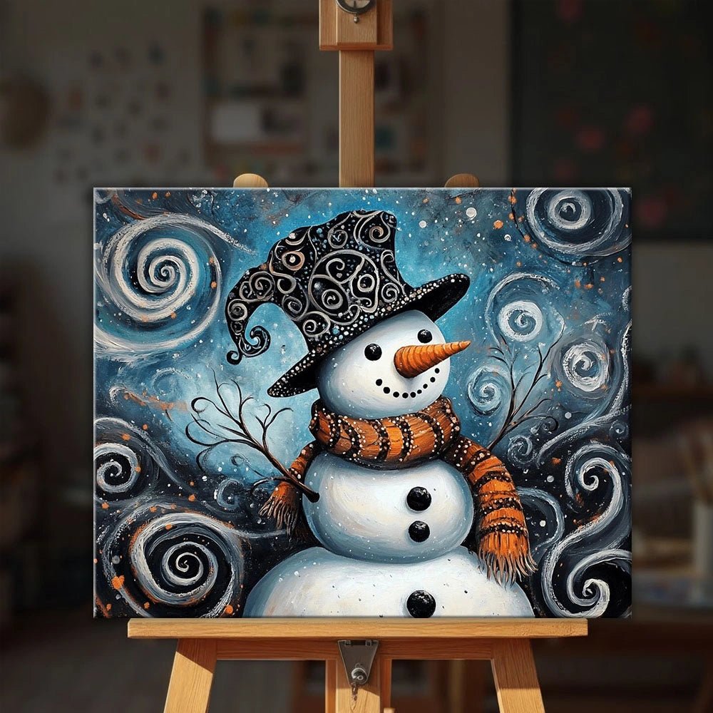 Whimsical Winter Snowman paint by numbers kit