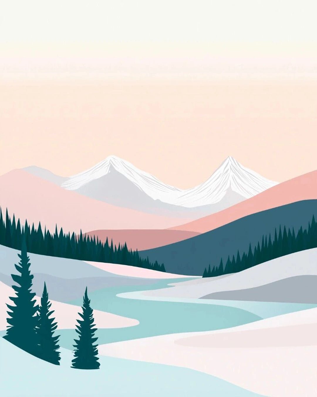 Pastel Mountain Calm paint by numbers kit