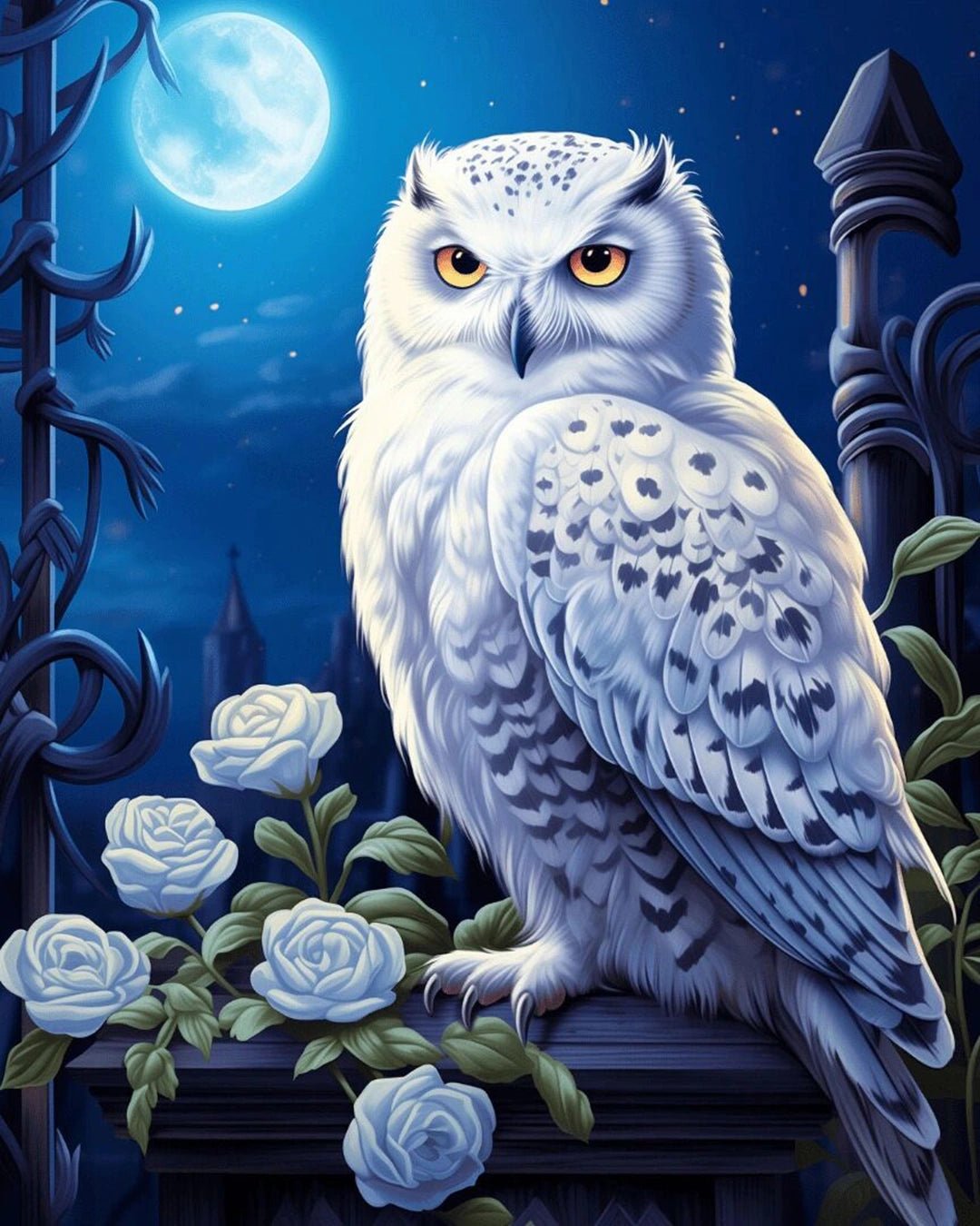 Moonlit Snowy Owl paint by numbers kit