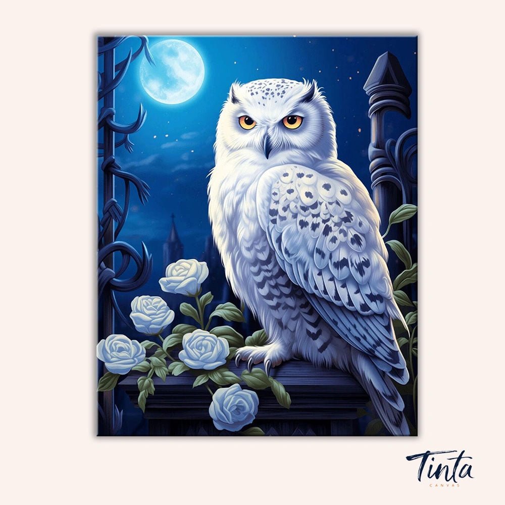 Moonlit Snowy Owl paint by numbers kit