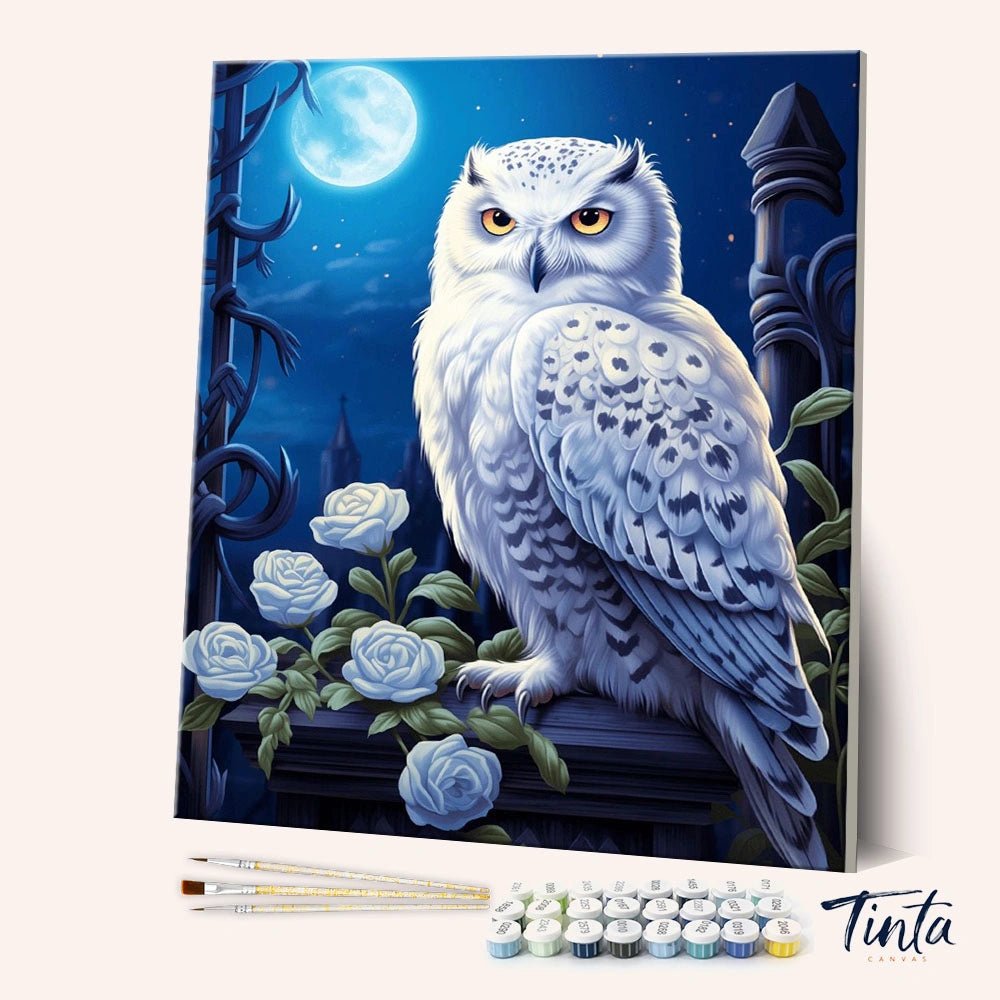 Moonlit Snowy Owl paint by numbers kit