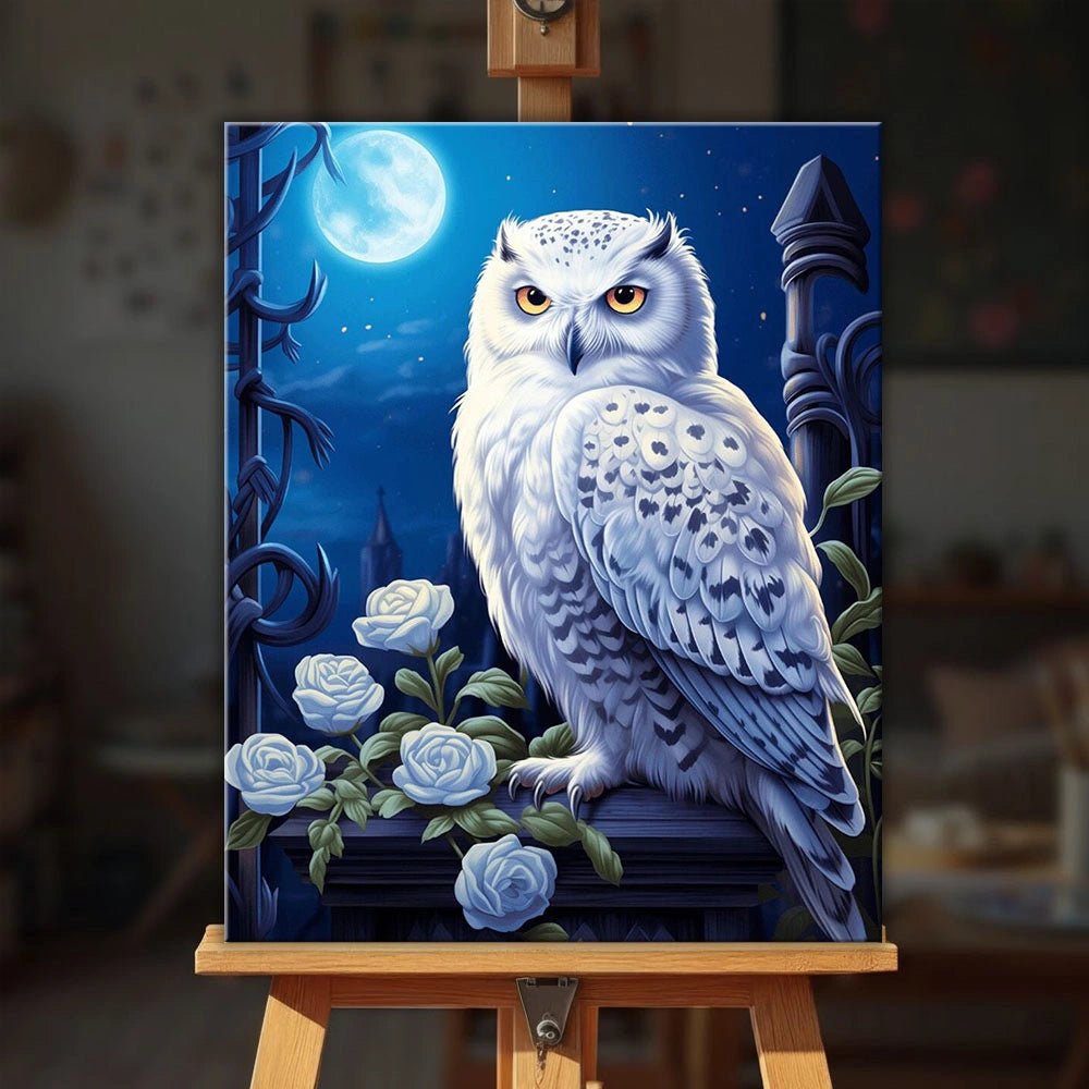 Moonlit Snowy Owl paint by numbers kit