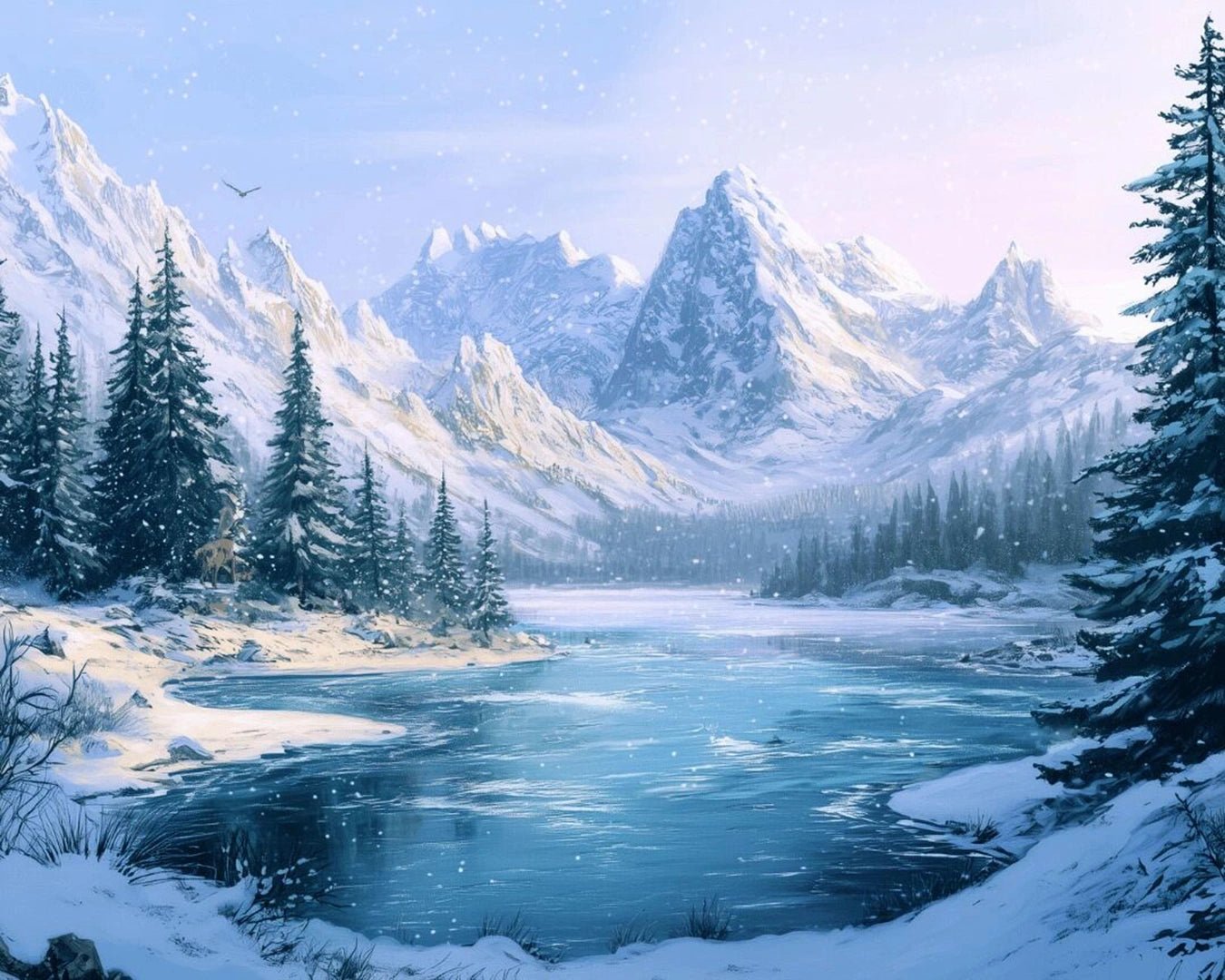 Winter Mountain Stillness paint by numbers kit
