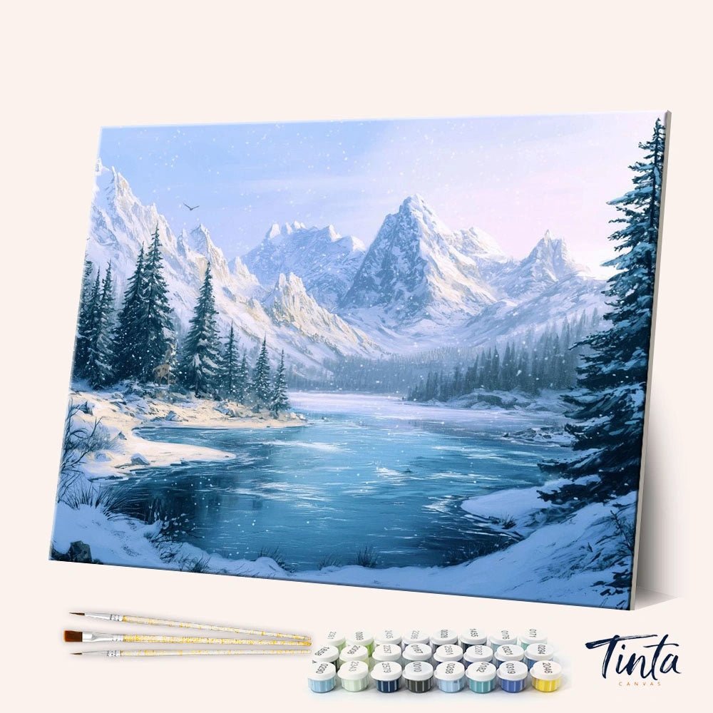 Winter Mountain Stillness paint by numbers kit