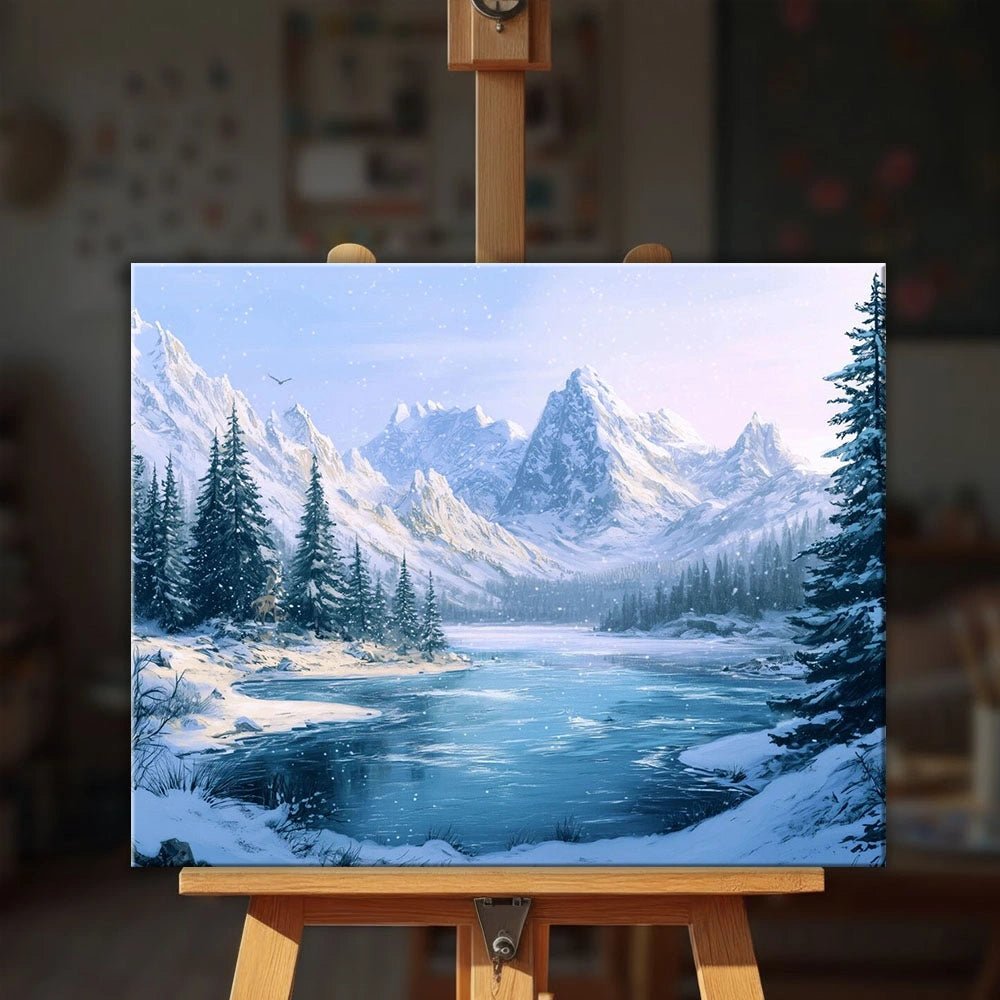 Winter Mountain Stillness paint by numbers kit