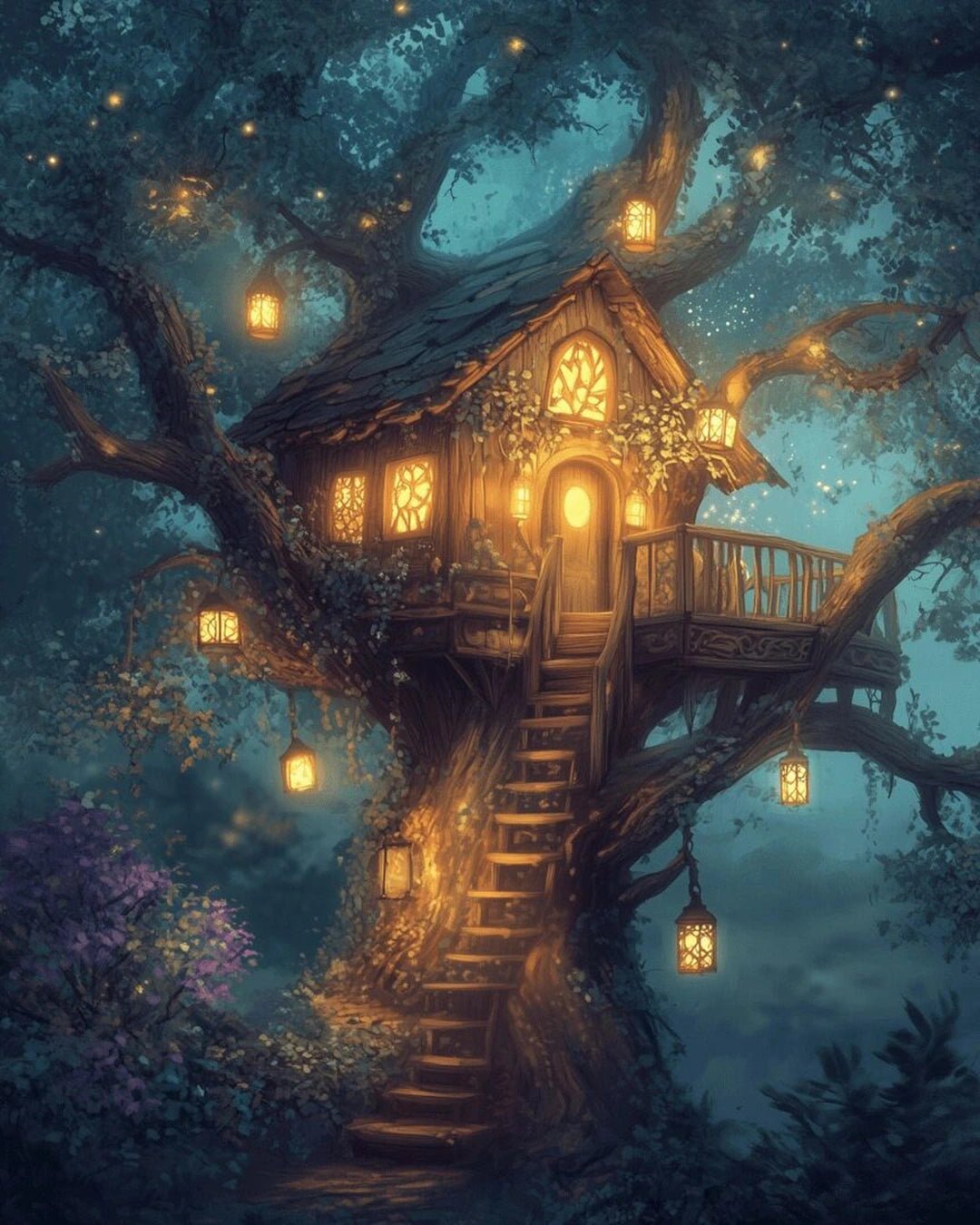Enchanted Treehouse Glow paint by numbers kit