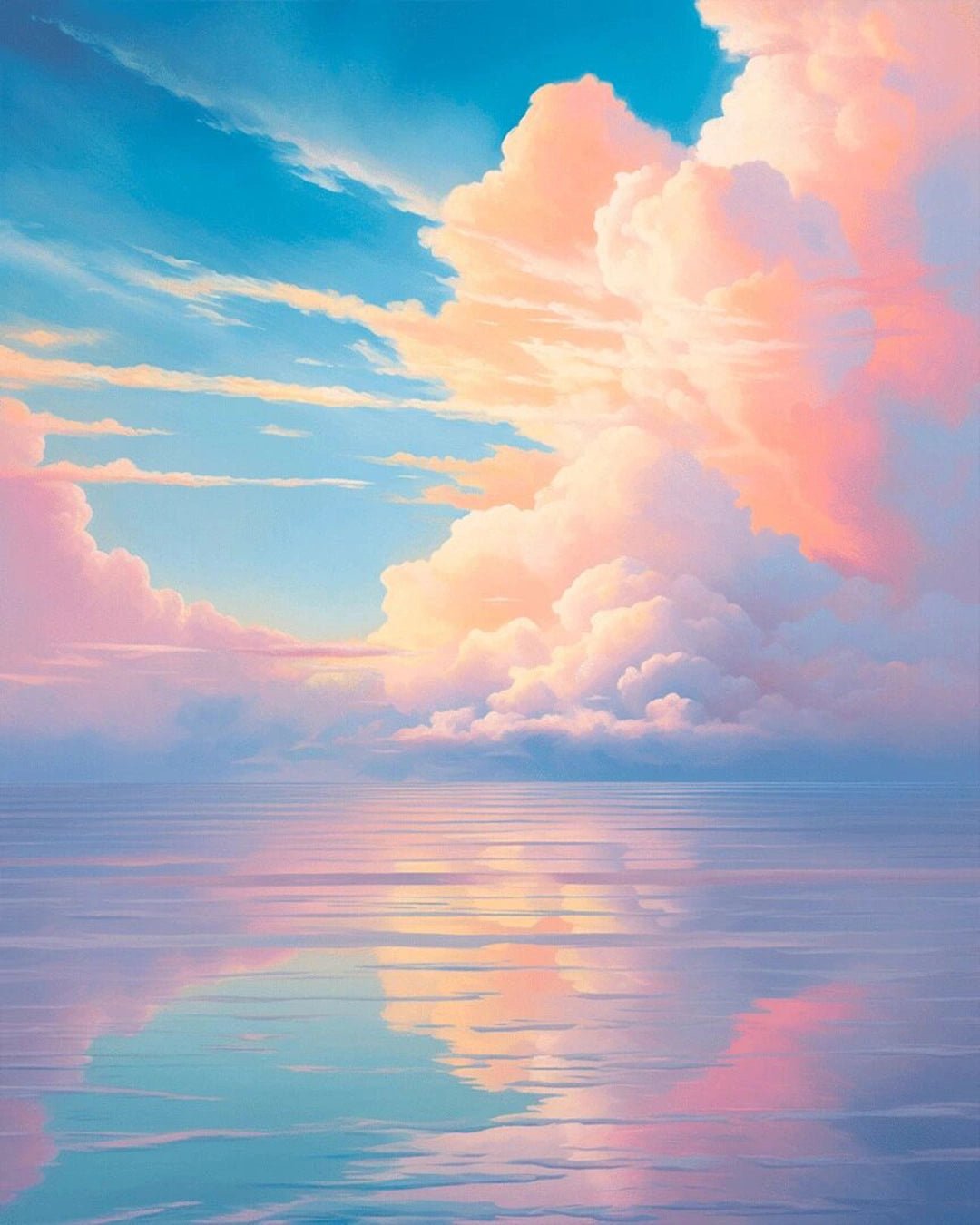 Pastel Sky Reflections paint by numbers kit