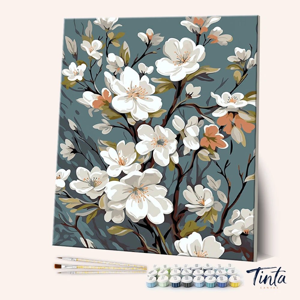 Ivory Bloom Branches paint by numbers kit