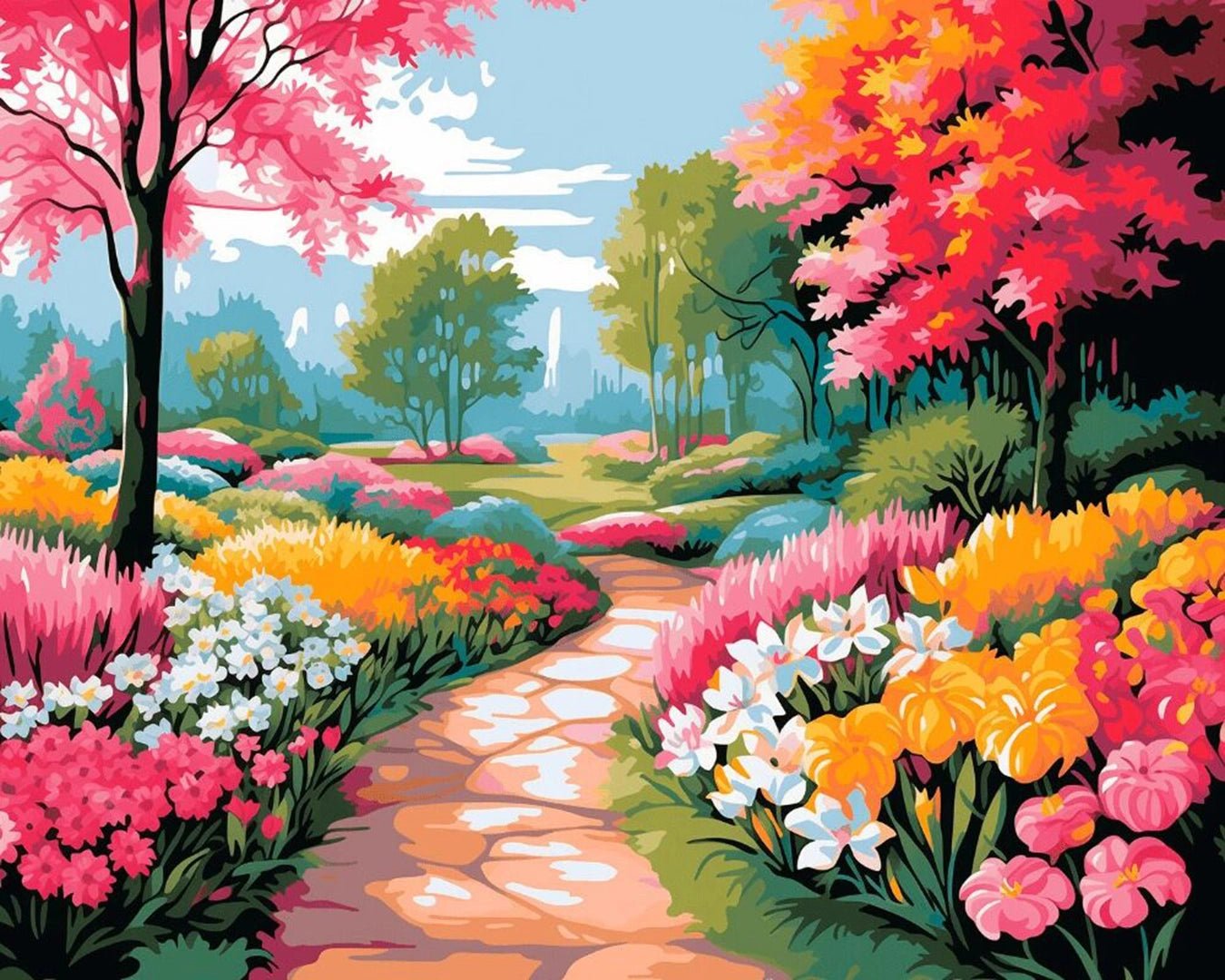 Sunlit Garden Path paint by numbers kit