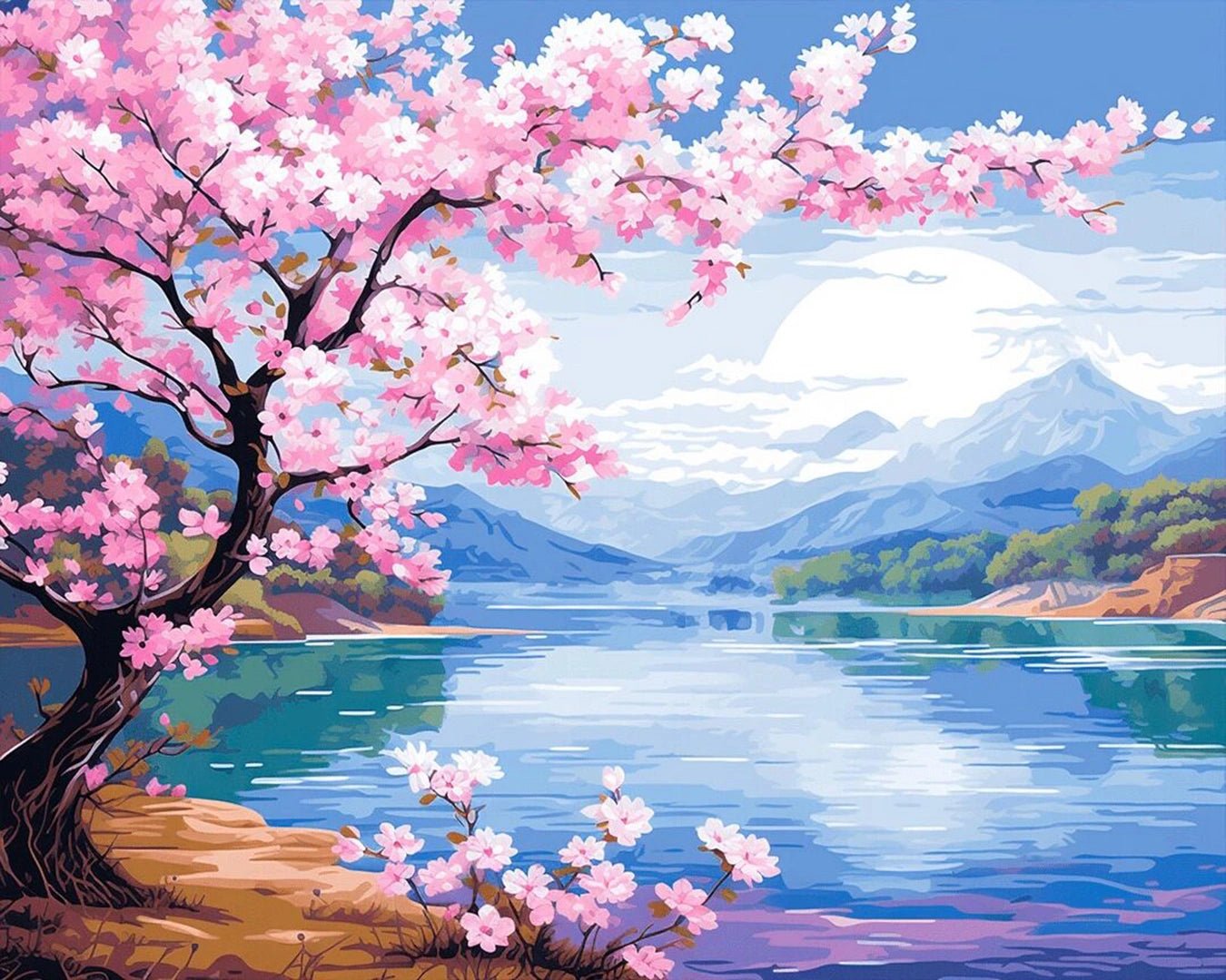 Sakura Lake Calm paint by numbers kit