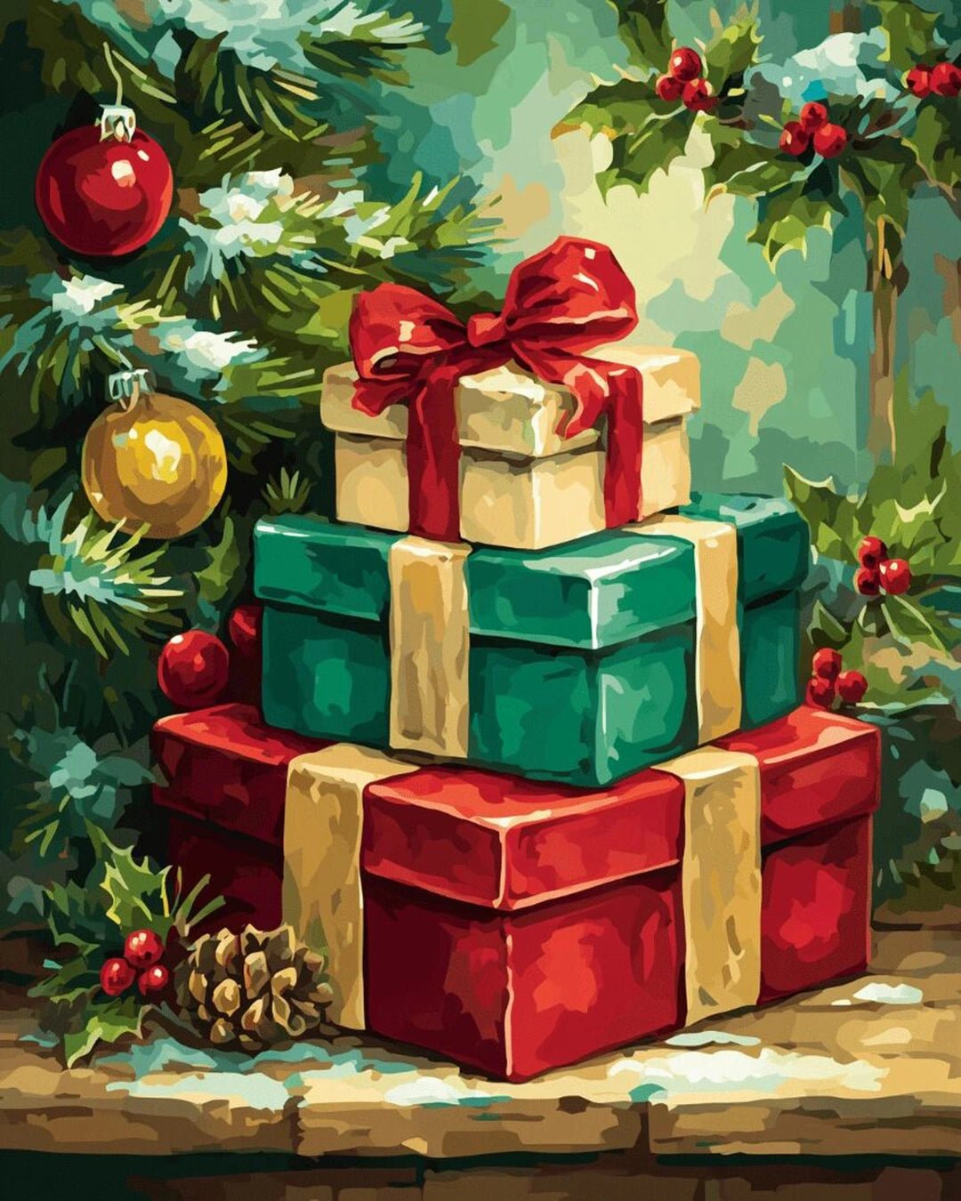 Holiday Gift Stack paint by numbers kit