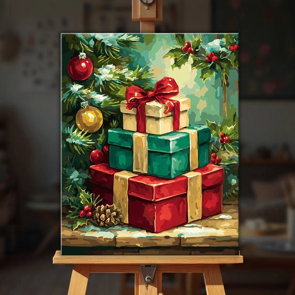 Holiday Gift Stack paint by numbers kit