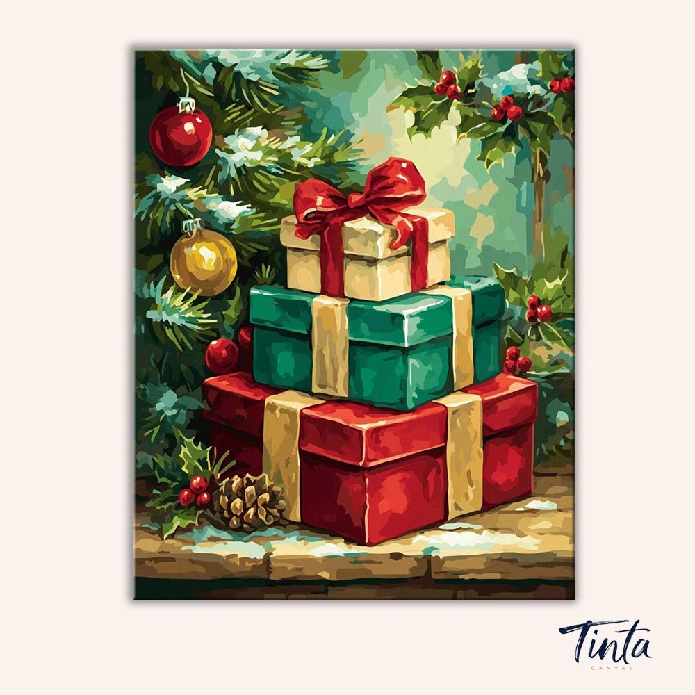Holiday Gift Stack paint by numbers kit