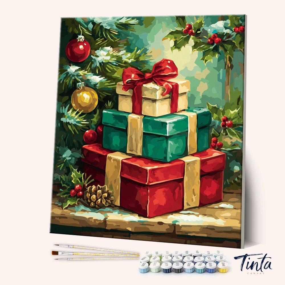 Holiday Gift Stack paint by numbers kit