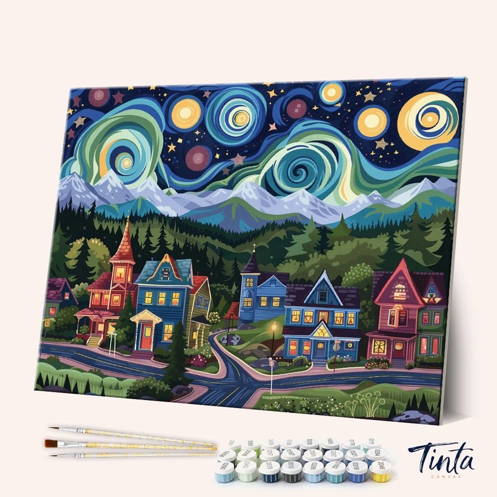Starlit Village Dreams paint by numbers kit
