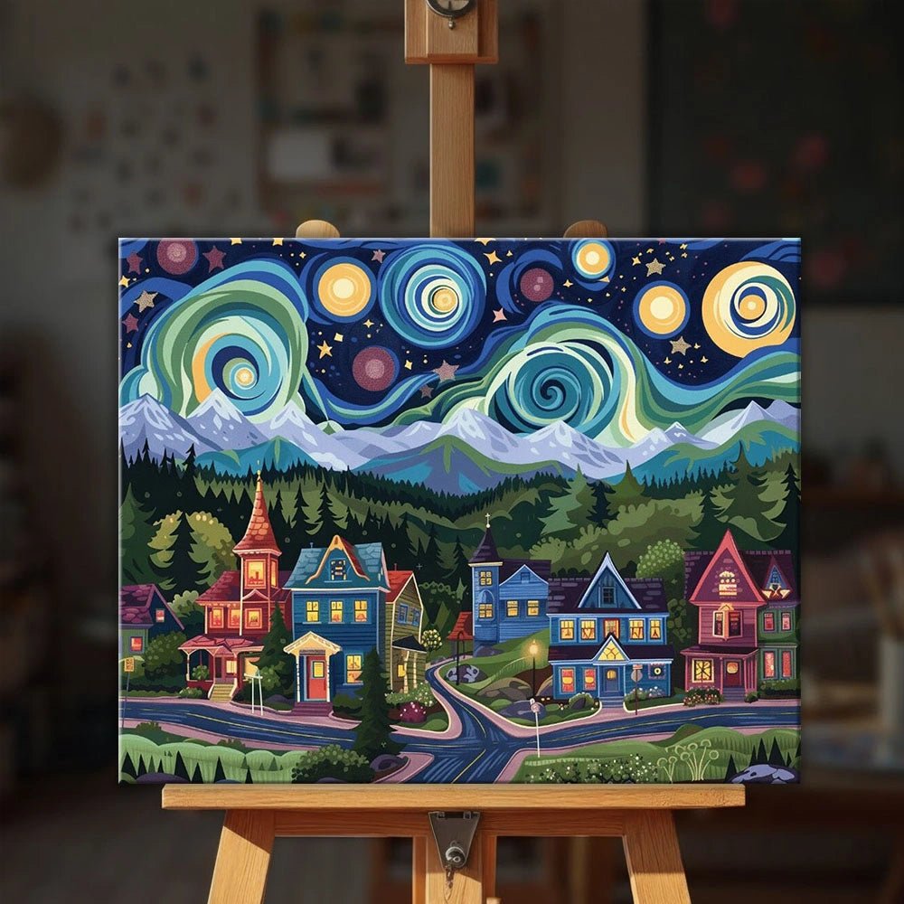 Starlit Village Dreams paint by numbers kit