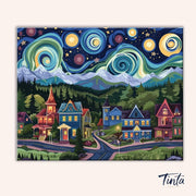 Starlit Village Dreams paint by numbers kit