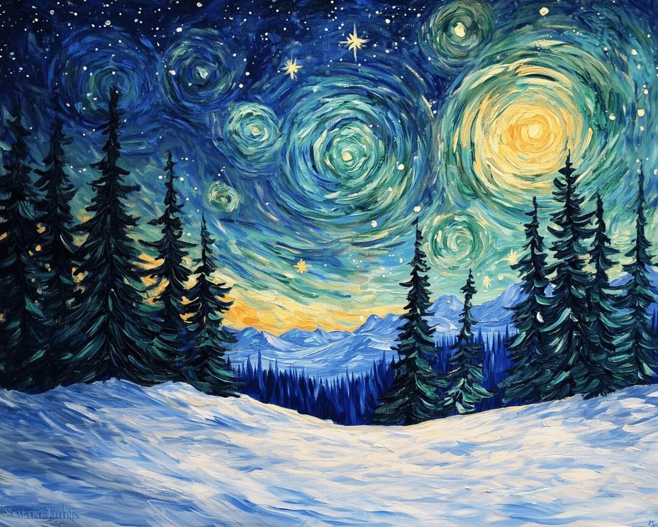 Winter Starry Silence paint by numbers kit