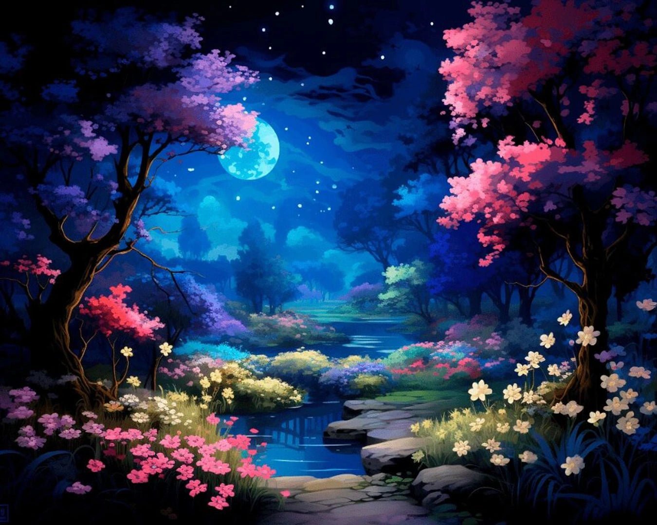 Moonlit Garden Dream paint by numbers kit